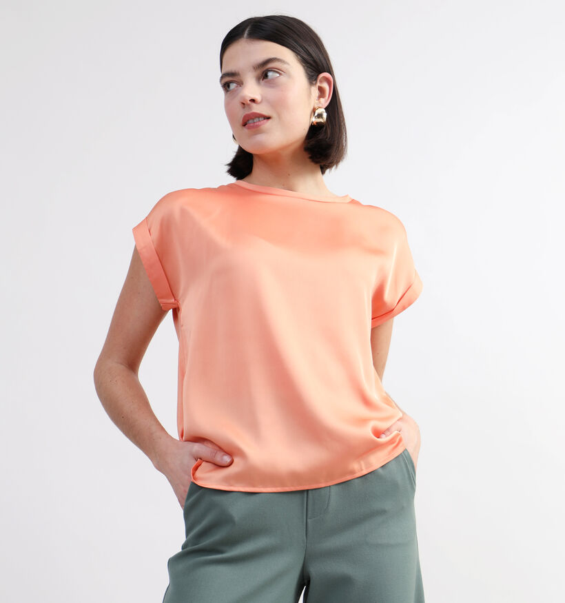 Vila Ellette Satin Blouse en Orange pour femmes (335435)