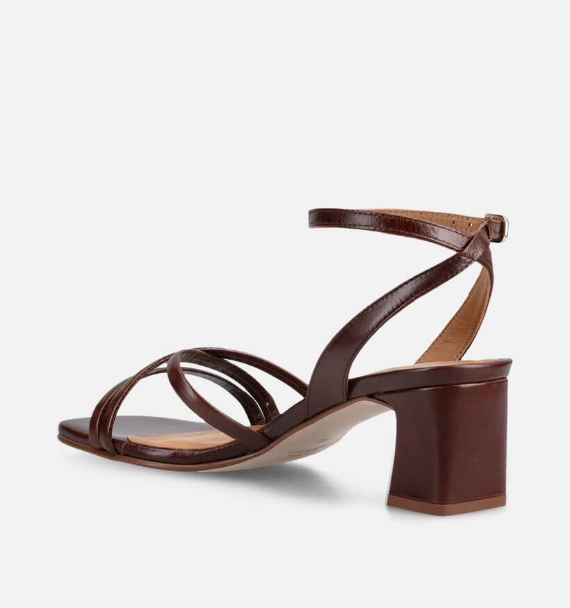 Pedro Miralles Donkerbruine Sandalen op hak voor dames (373639)
