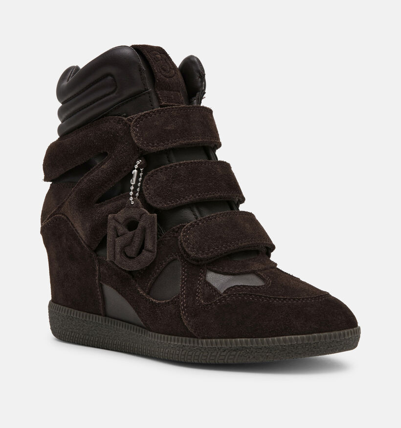 Steve Madden Mavis Donkerbruine Hoge Sneakers met Sleehak voor dames (378159)