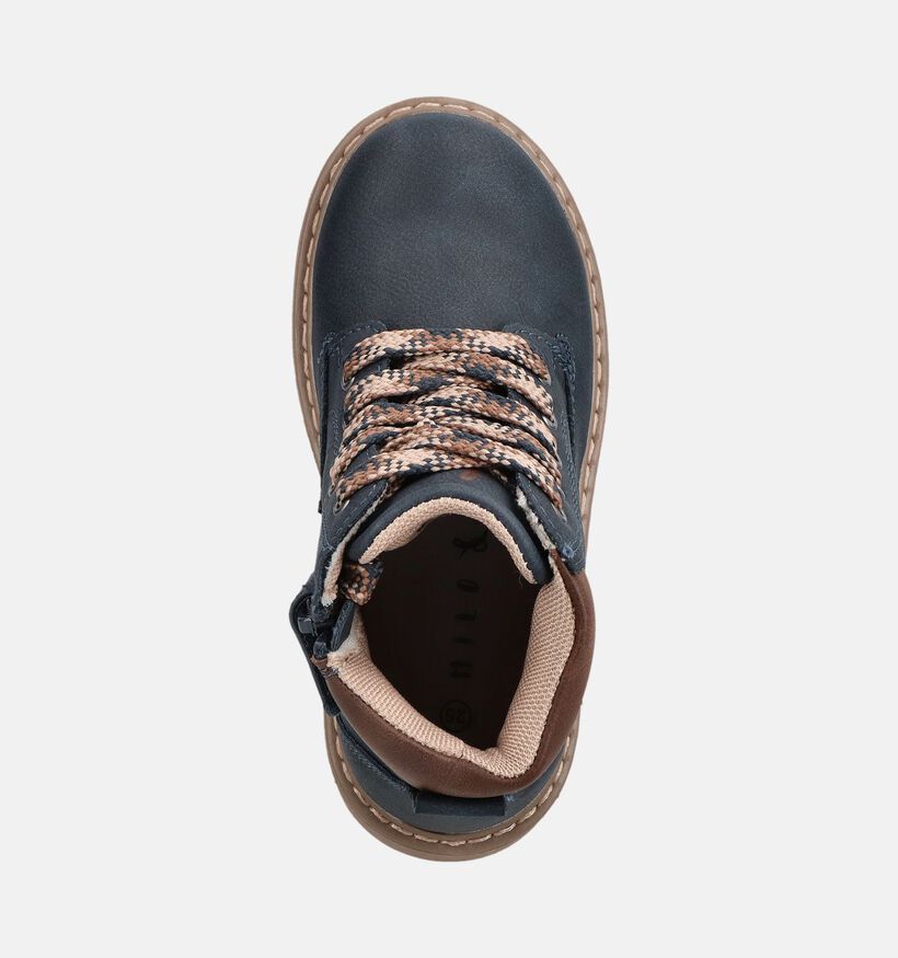 Milo & Mila Boots &agrave; lacets en Bleu/Marron pour gar&ccedil;ons (379216)