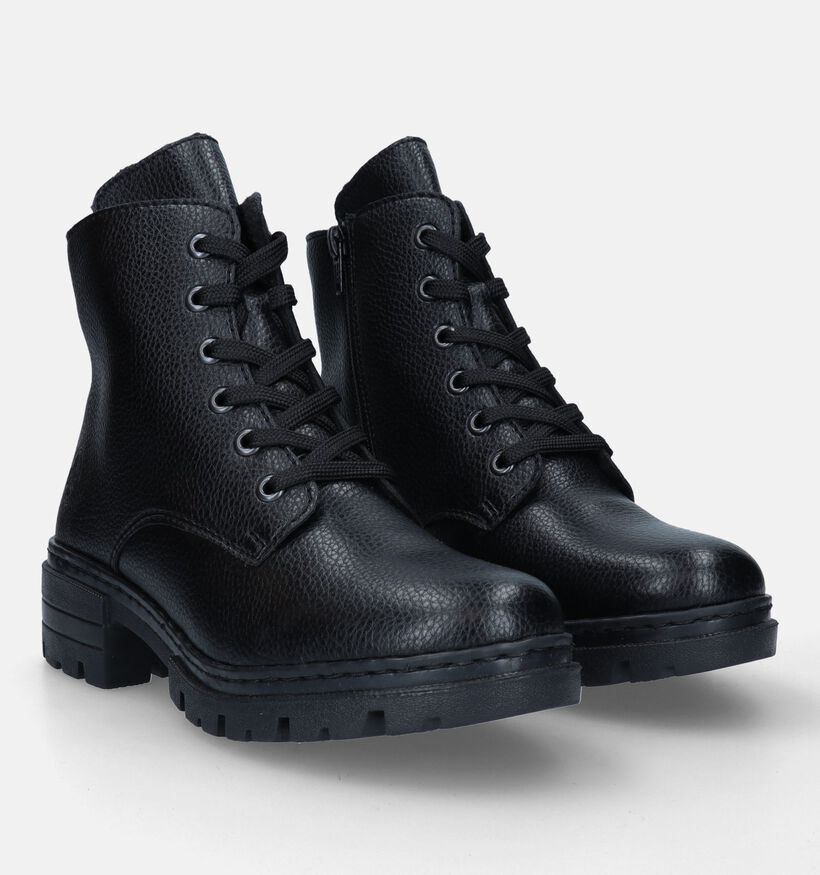 Rieker Zwarte Biker boots voor dames (331645) - geschikt voor steunzolen