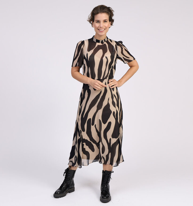 Vila Robe midi en Noir/Beige (309092)