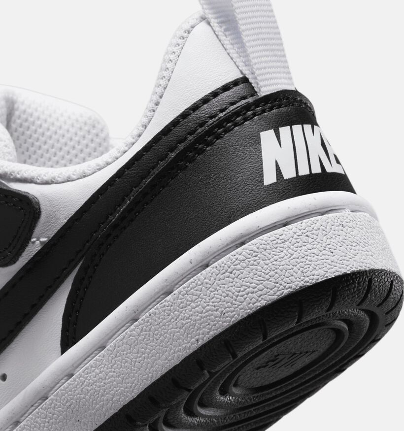 Nike Court Borough Low Witte/Zwarte Sneakers voor jongens, meisjes (381048)