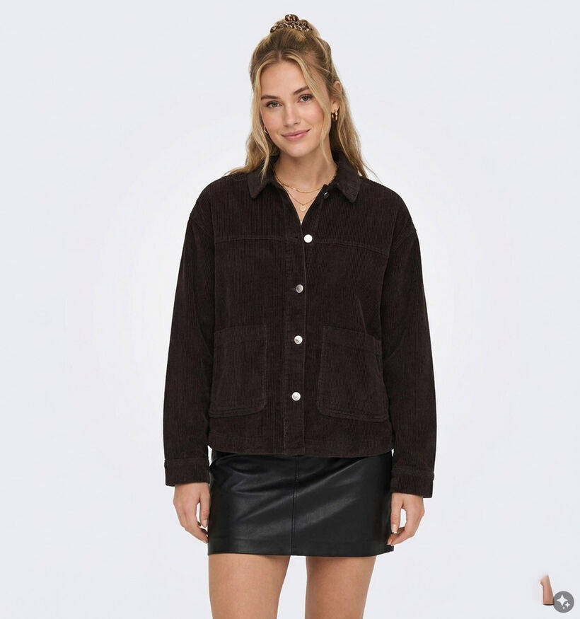 Vero Moda Curve Jamie Corduroy Chocoladebruine Shacket voor dames (378120)