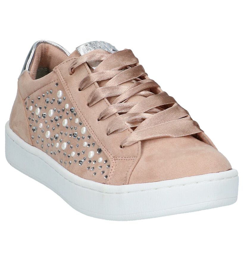 Roze Lage Geklede Sneakers Marco Tozzi in stof (214444)