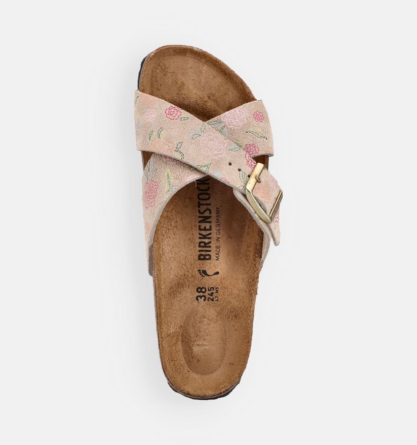 Birkenstock Siena Suede Leather Nu-pieds plates en Beige fonc&eacute; pour femmes (368226)
