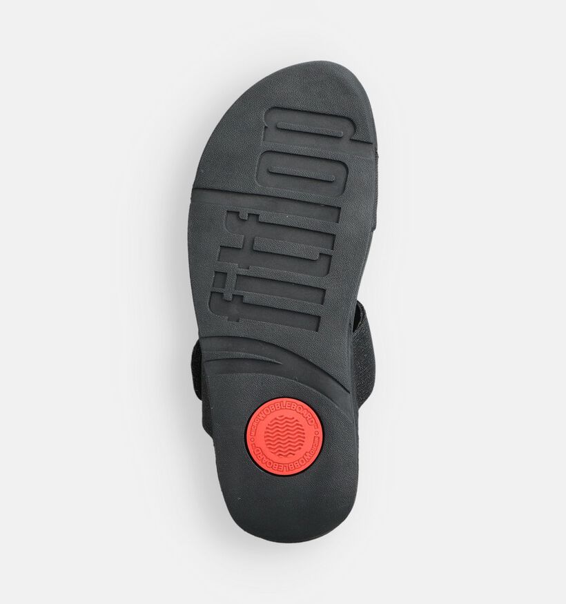 FitFlop Lulu Adjustable Shimmerlux Zwarte Slippers FitFlop Lulu Adjustable Shimmerlux Zwarte Slippers voor dames (372335)