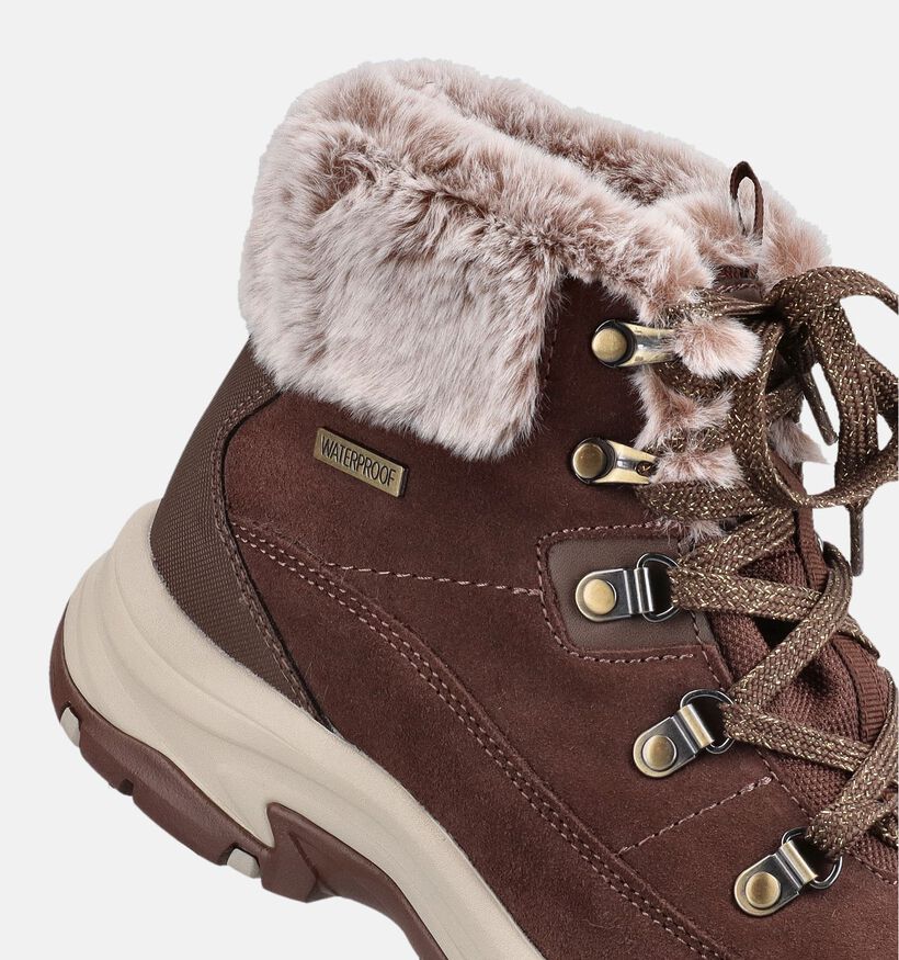 Skechers Trego Snow Worries Chaussures de randonn&eacute;e en Brun fonc&eacute; pour femmes (377965) - pour semelles orthop&eacute;diques