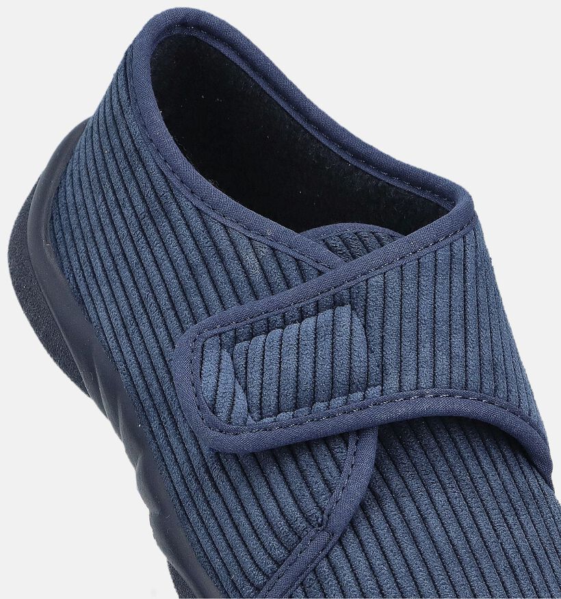Milo & Mila Grivois Blauwe Velcropantoffels voor meisjes, jongens (364936) - geschikt voor steunzolen