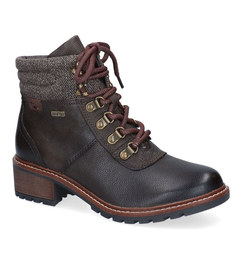 Jana Boots à lacets en Vert en cuir (298455)