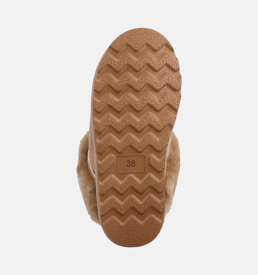 Laurent David Split Seam Slipper Pantoufles ouvertes en Beige pour femmes (382385)
