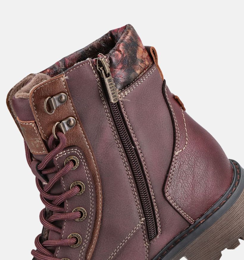 Mustang Boots &agrave; lacets en Bordeaux pour femmes (378903)
