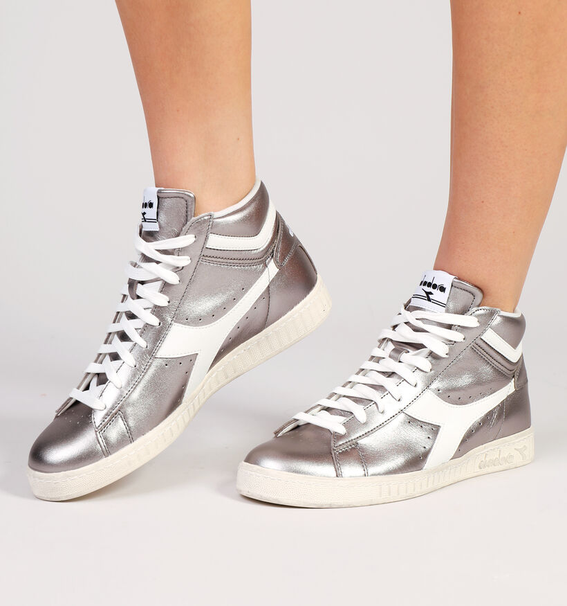 Diadora Game L High Metallic Zilveren Sneakers voor dames (350838)
