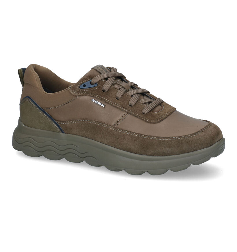 Geox Spherica Groene Veterschoenen voor heren (312685) - geschikt voor steunzolen