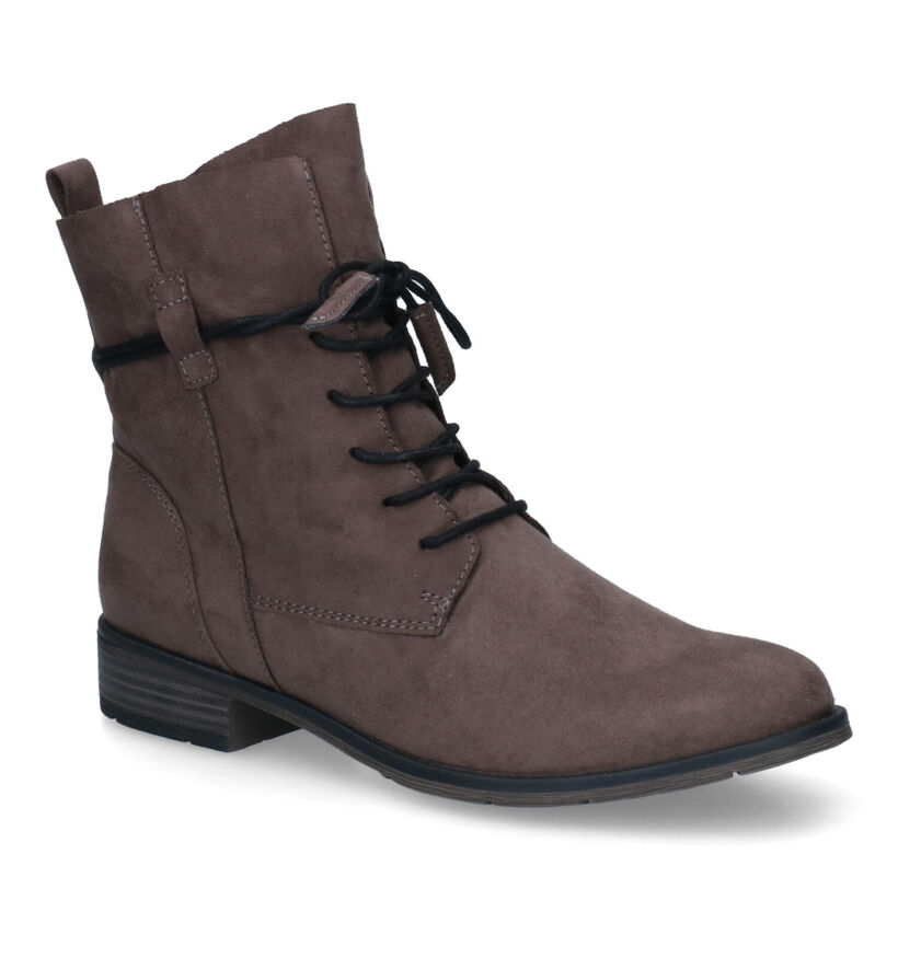 Marco Tozzi Bottines à lacets en Gris foncé en textile (315357)