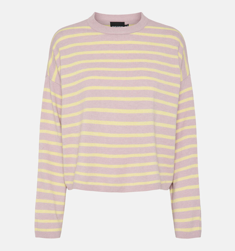 Pieces Mille Longsleeve en Rose/Jaune Pastel pour femmes (368501)