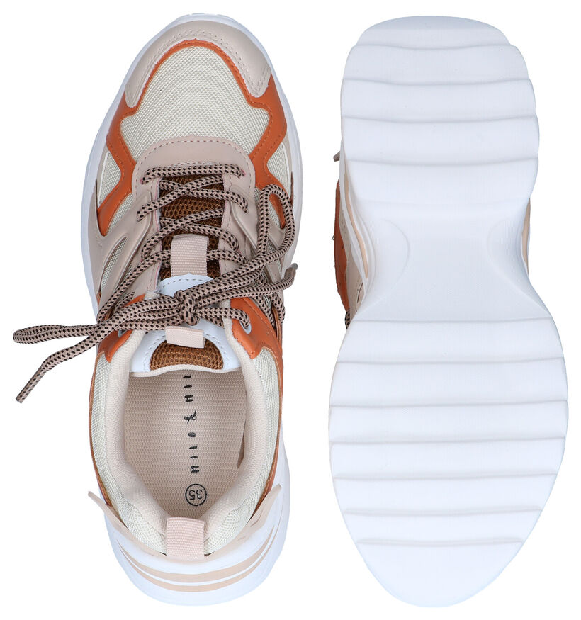 Milo & Mila Beige Sneakers in kunstleer (289883)