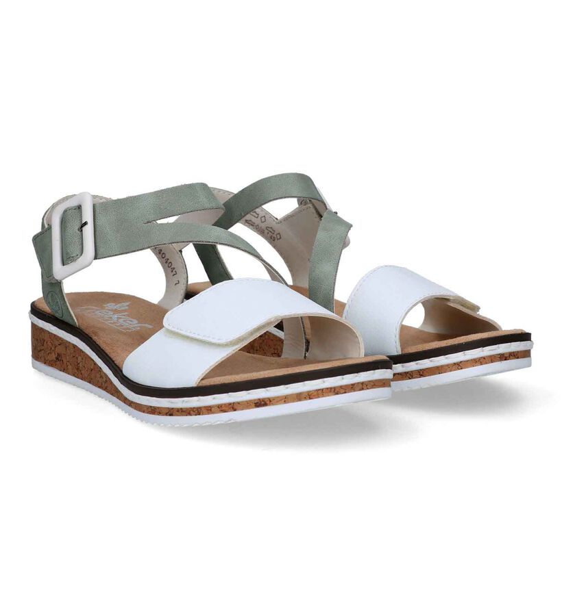 Rieker Groene Sandalen met sleehak voor dames (339064)