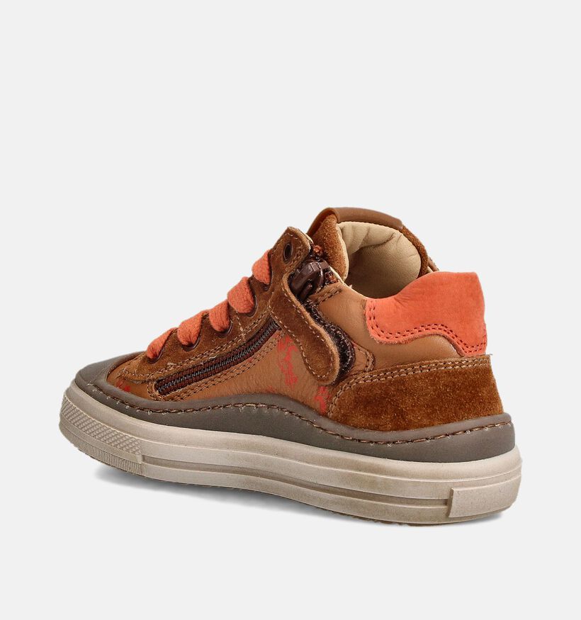 STONES and BONES Leeds Chaussures hautes en Cognac/Orange pour gar&ccedil;ons (362022) - pour semelles orthop&eacute;diques