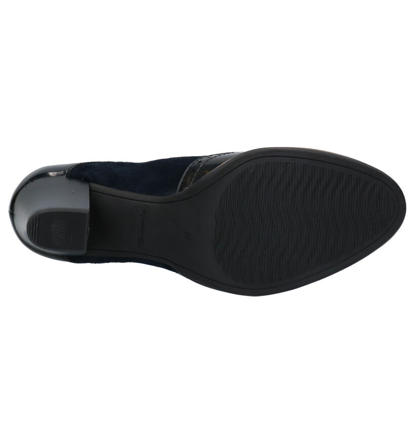 Tamaris ANTIshokk Blauwe Enkelpumps in leer (257190)