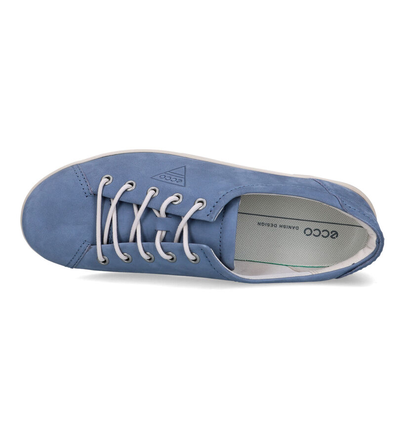 ECCO Soft 2.0 Blauwe Veterschoenen voor dames (336855) - geschikt voor steunzolen