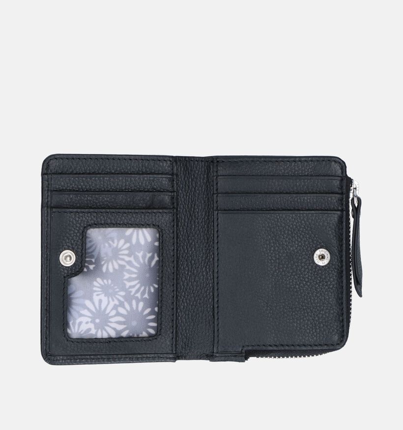 Euro-Leather Porte-monnaie zippé en Noir pour femmes (343453)