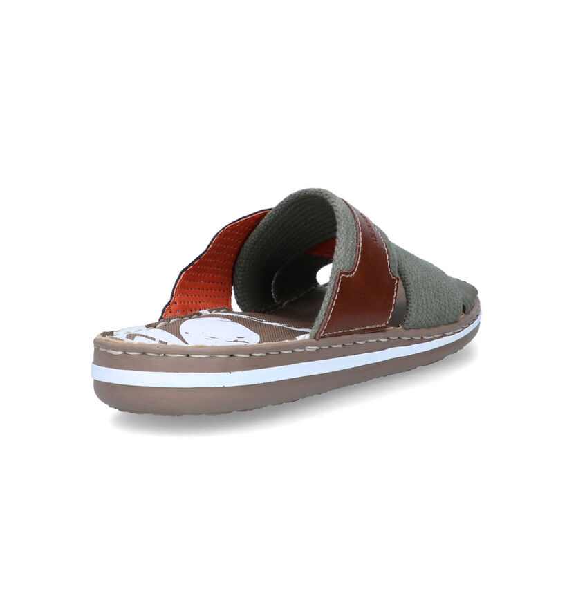 Rieker Nu-pieds casual en Vert kaki pour hommes (354819)