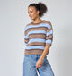 Sisters Point Krissy Donkerbeige/Blauwe Gestreepte Trui voor dames (374886)