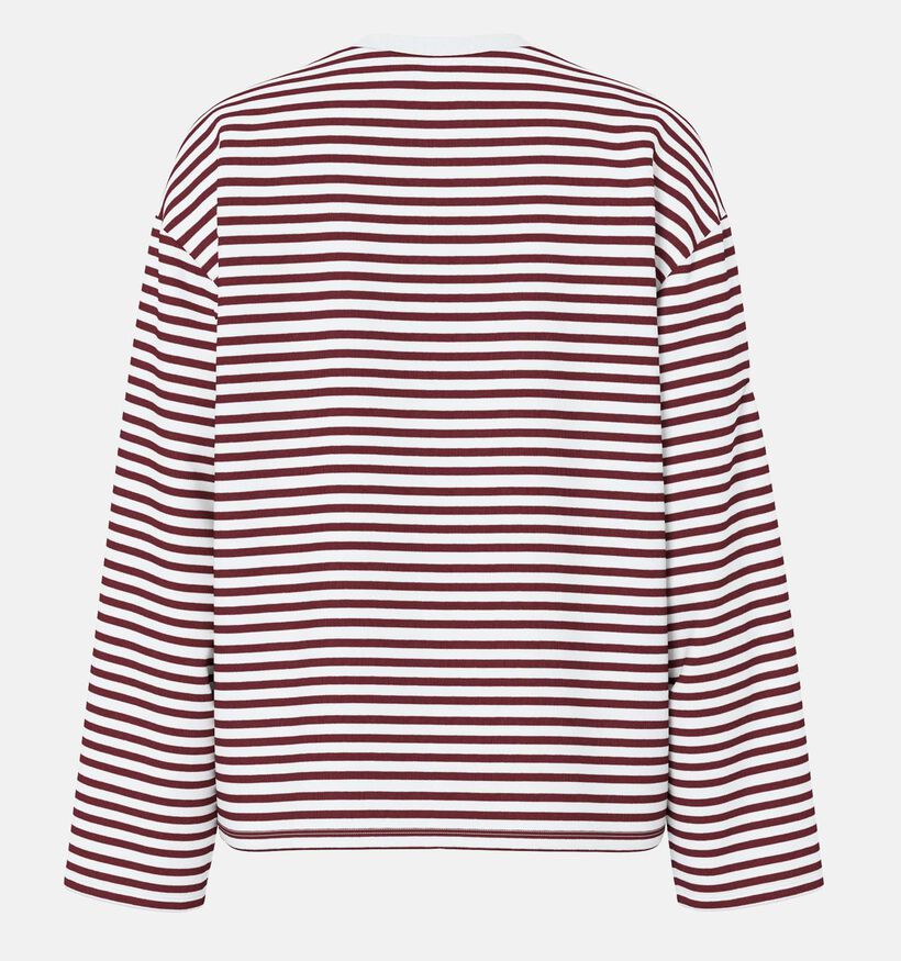 Pieces Sadie Rode/Witte T-shirt met Lange Mouwen voor dames (361139)