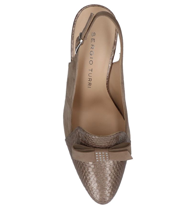 Sergio Turri Taupe Pumps met Open Hiel in leer (216520)