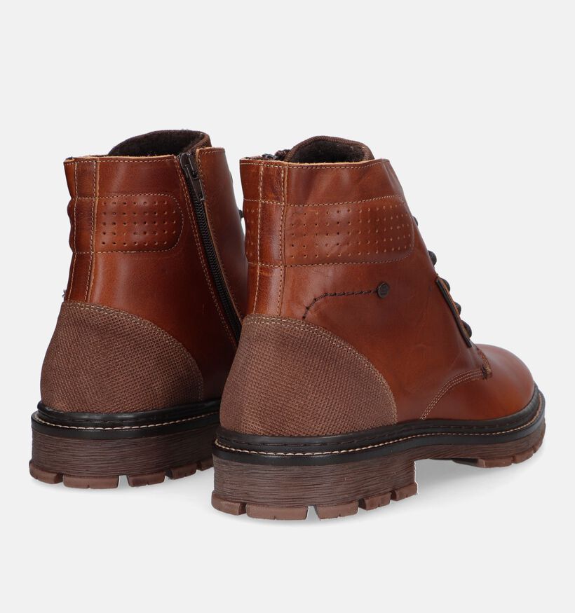 Bullboxer Boots à lacets en Cognac pour hommes (328892) - pour semelles orthopédiques