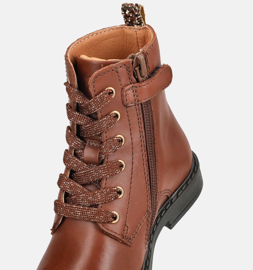 FR by Romagnoli Boots &agrave; lacets en Cognac pour filles (379003) - pour semelles orthop&eacute;diques