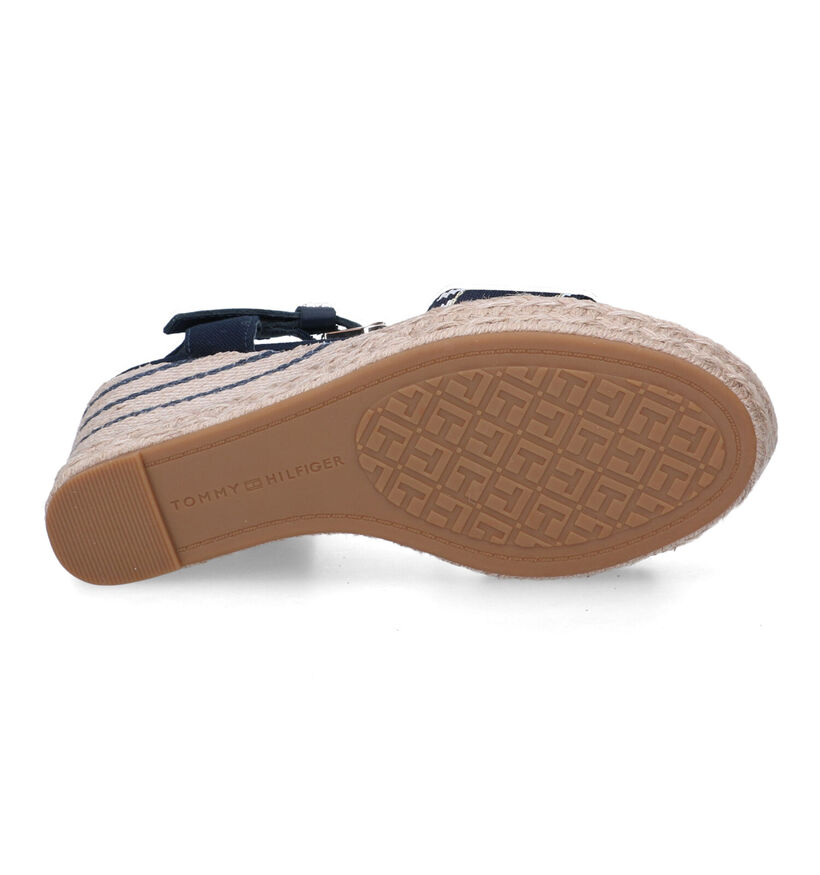 Tommy Hilfiger Seasonal Webbing Wedge Sandales en Bleu en cuir (321014)