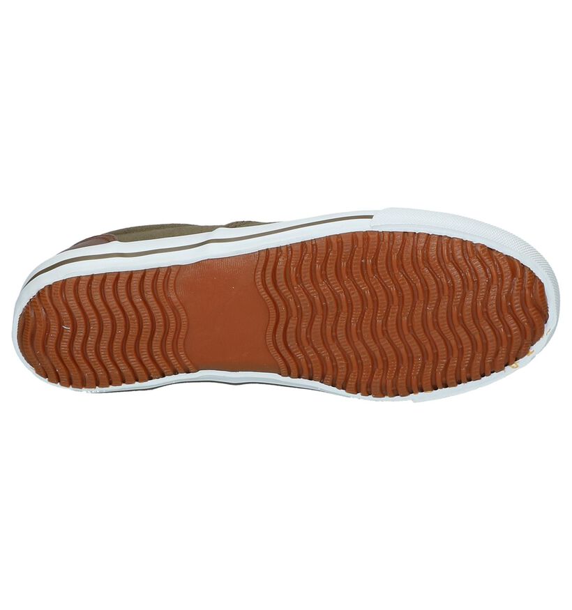 Kaki Platte Veterschoenen Milo & Mila in stof (217983)