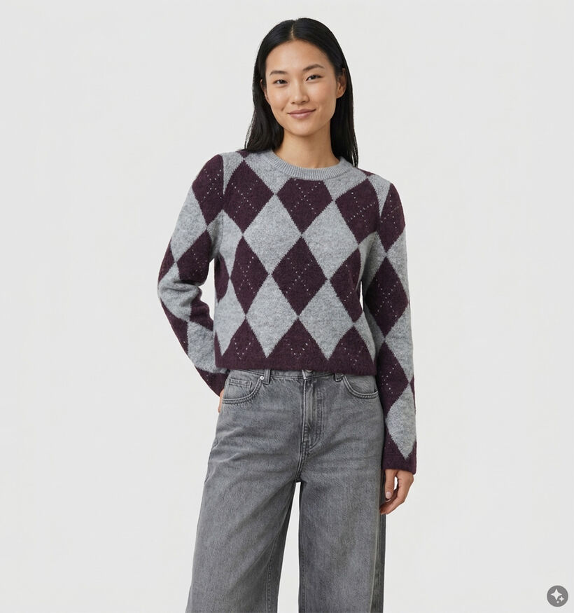 comma Argyle Grijze Trui voor dames (381683)