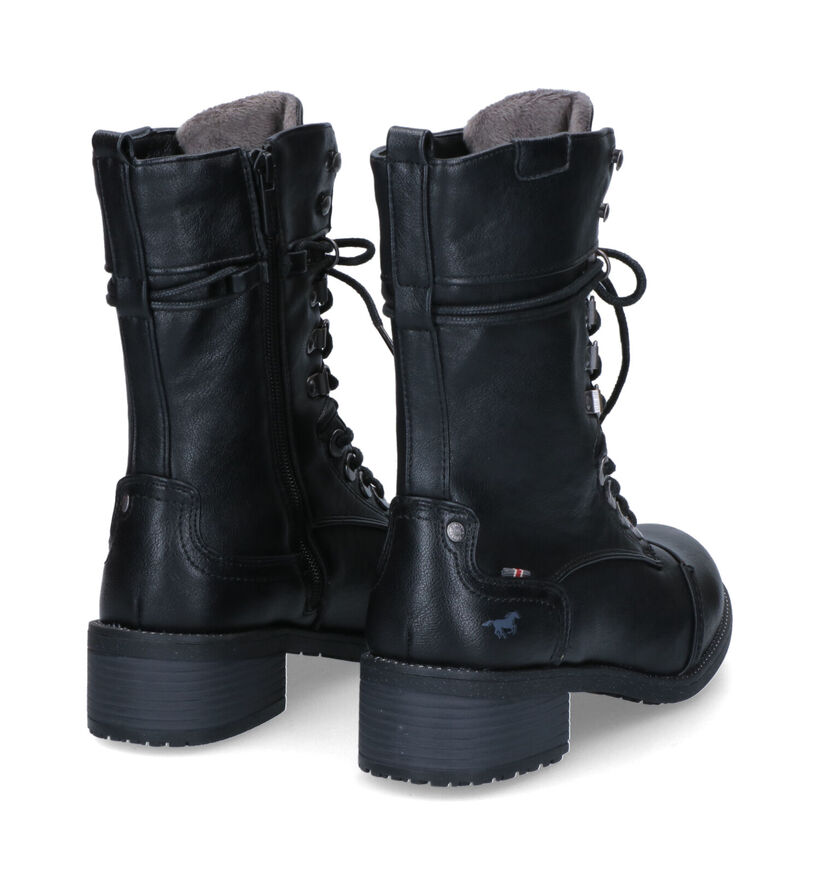 Mustang Bottes à lacets en Noir en simili cuir (313811)