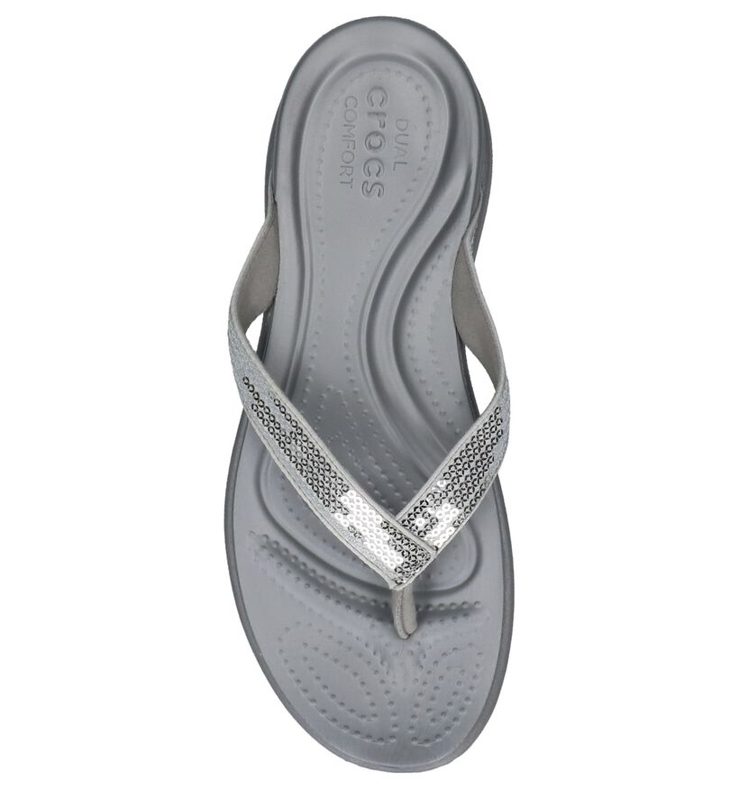 Zilveren Teenslippers Crocs Capri V Sequin W, , pdp