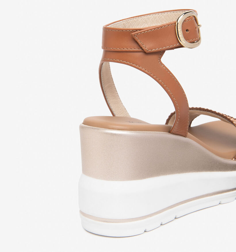 NeroGiardini Cognac Sandalen met Sleehak voor dames (370715)