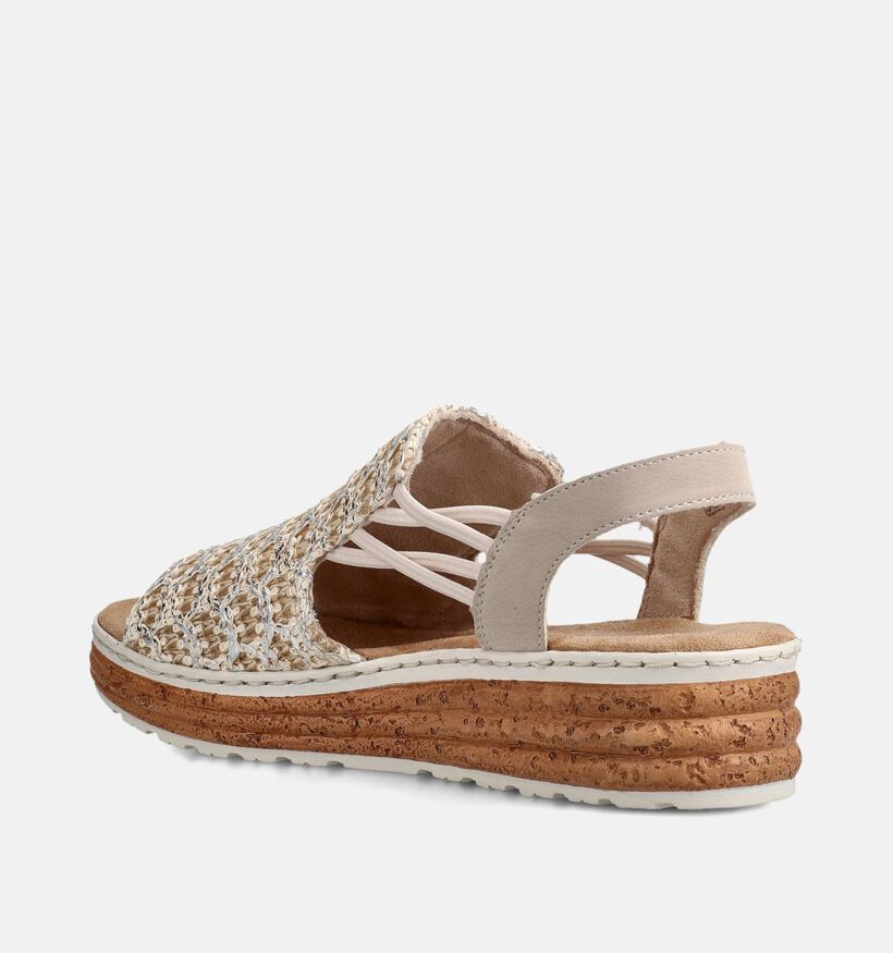 Rieker Sandales compens&eacute;es en Or pour femmes (370449)