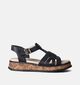 Rieker Sandales talon compensé en Noir pour femmes (354970)