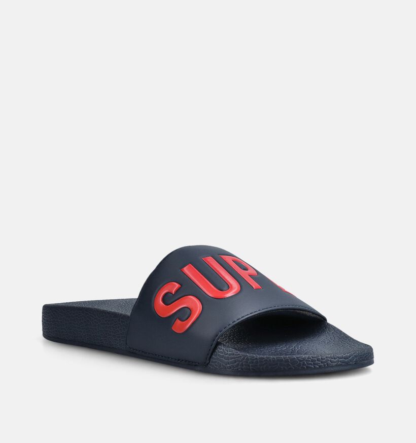 Superdry Pool Slide Claquettes en Bleu fonc&eacute; pour hommes (369274)