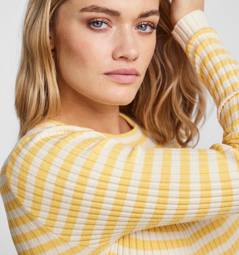 Pieces Crista Pull rayé en Jaune pour femmes (335718)