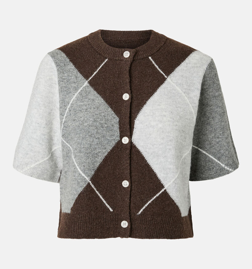Pieces Sally Gilet en Brun/Gris pour femmes (379324)