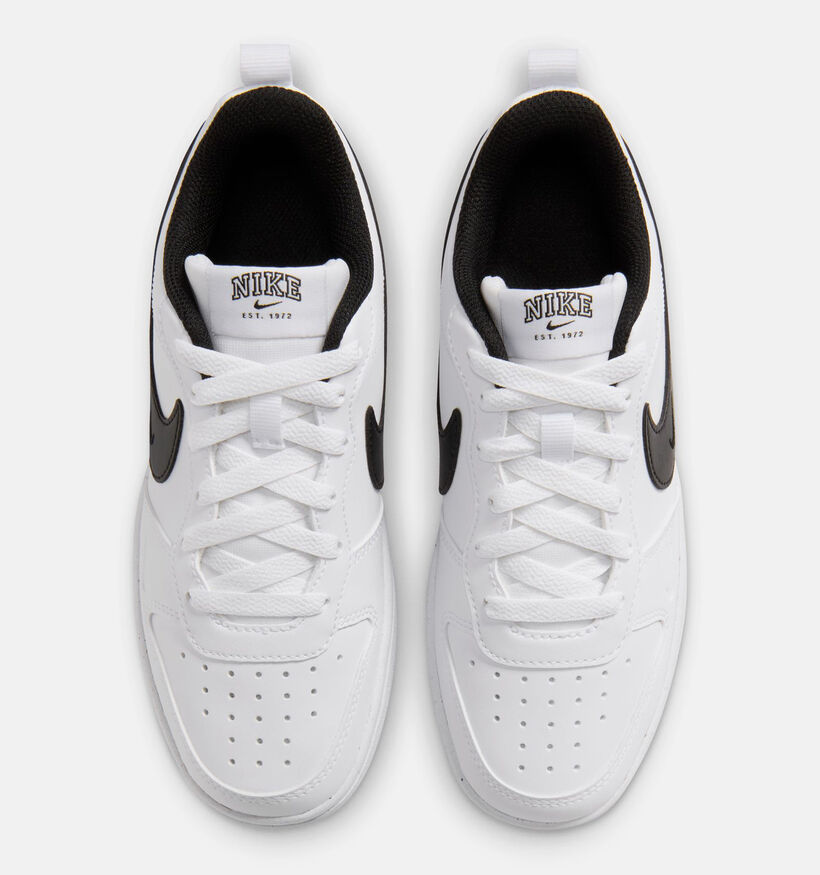 Nike Court Borough Low 2 Witte/Zwarte Sneakers voor jongens (380741)