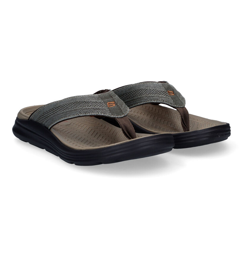 Skechers Relaxed Fit Sargo Point Vista Tongs en Brun en textile (306028)