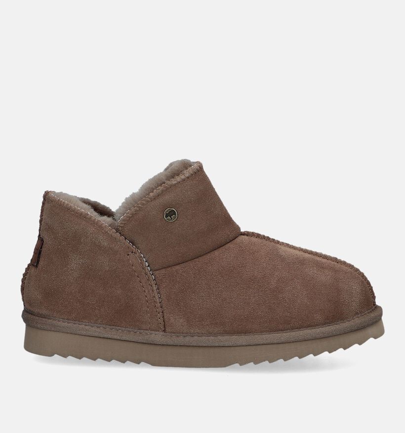 Warmbat Willow Taupe Wollen Hoge pantoffels voor dames (330327)