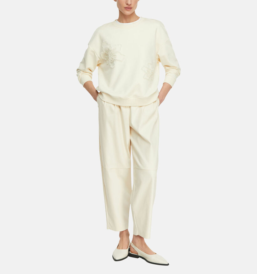 comma Embroidery Flower Sweatshirt en Beige pour femmes (373281)