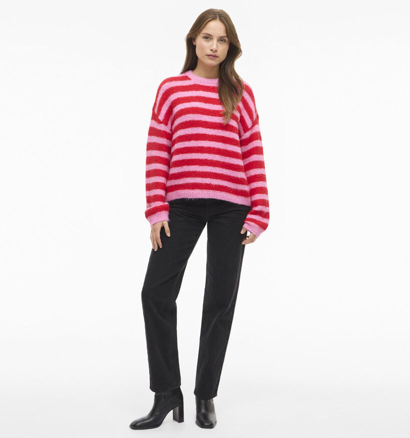 Vila Marley Rode/Roze Gestreepte Trui voor dames (369459)