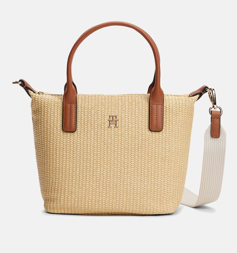 Tommy Hilfiger Popette Mini Raffia Lichtbeige/Bruine Handtas voor dames (369309)