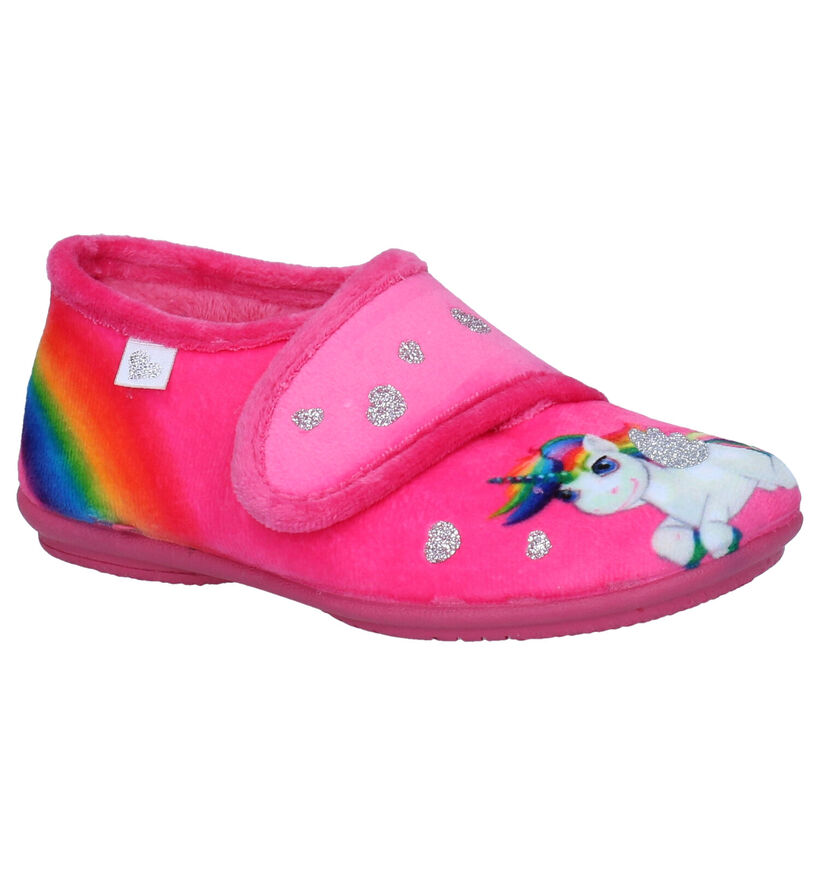 Milo & Mila Pantoufles fermées en Rose fuchsia en textile (278461)